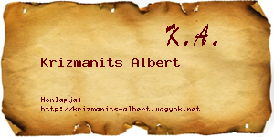 Krizmanits Albert névjegykártya