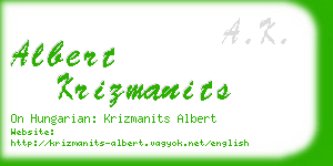 albert krizmanits business card